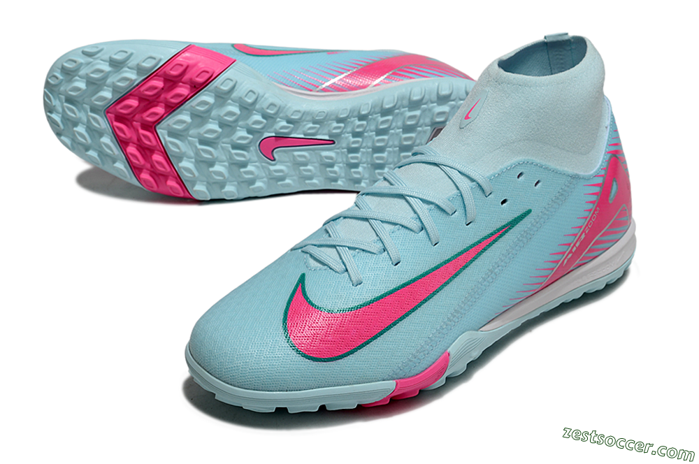 Nike Air Zoom Mercurial Superfly 10 Elite TF High-Tops Soccer Shoes - Jade/Pink/White 3