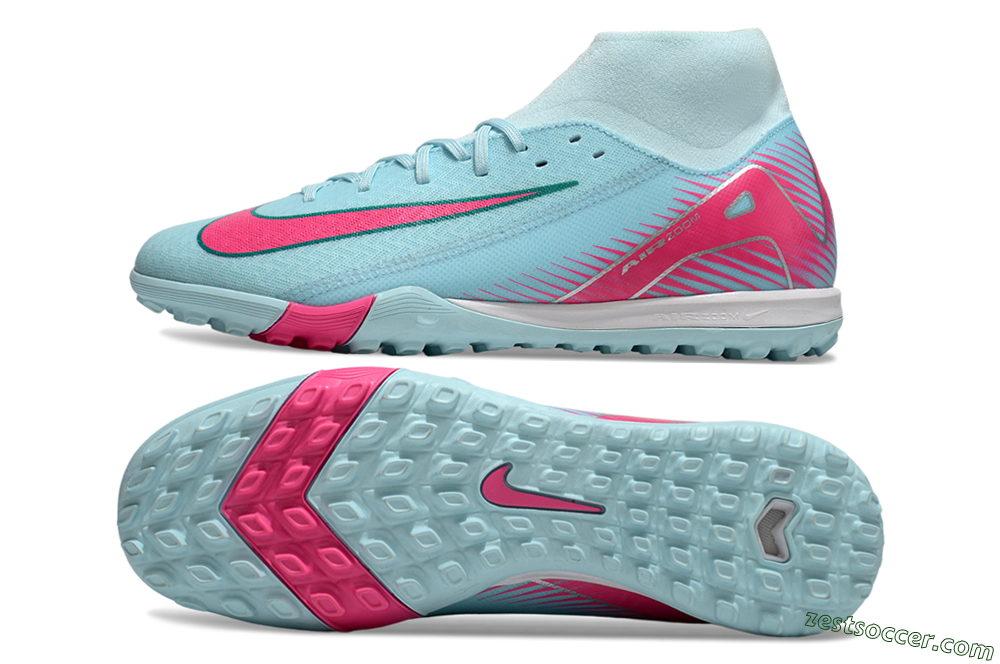 Nike Air Zoom Mercurial Superfly 10 Elite TF High-Tops Soccer Shoes - Jade/Pink/White 1