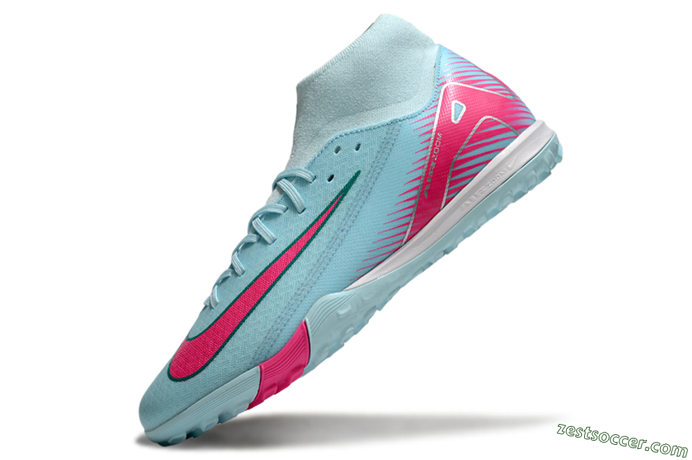 Nike Air Zoom Mercurial Superfly 10 Elite TF High-Tops Soccer Shoes - Jade/Pink/White 5