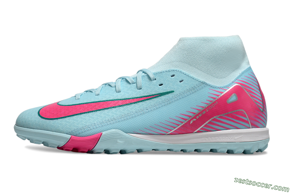 Nike Air Zoom Mercurial Superfly 10 Elite TF High-Tops Soccer Shoes - Jade/Pink/White 2