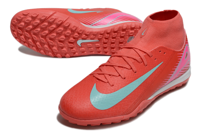Nike Air Zoom Mercurial Superfly 10 Elite TF High-Tops Soccer Shoes - Red/Jade/Pink