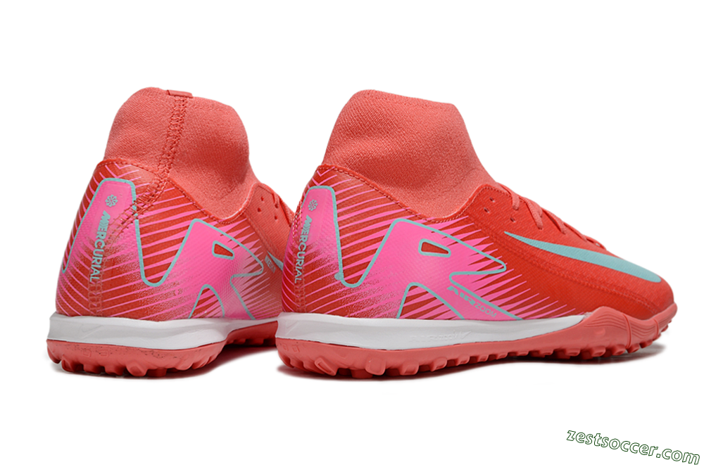 Nike Air Zoom Mercurial Superfly 10 Elite TF High-Tops Soccer Shoes - Red/Jade/Pink 6