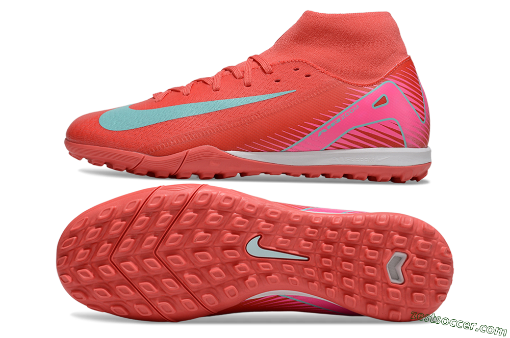 Nike Air Zoom Mercurial Superfly 10 Elite TF High-Tops Soccer Shoes - Red/Jade/Pink 1