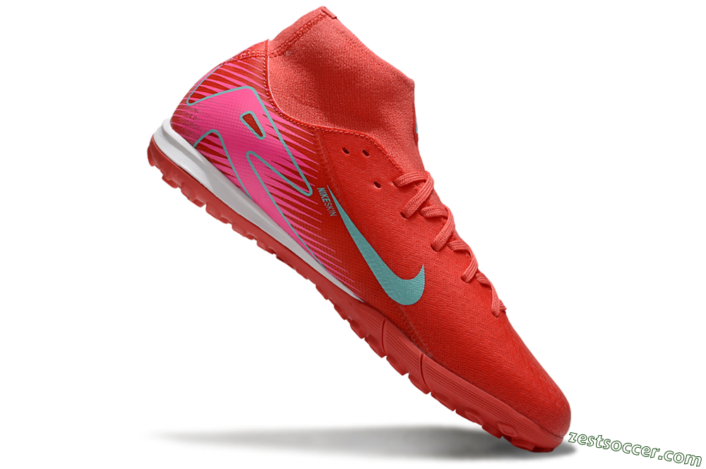 Nike Air Zoom Mercurial Superfly 10 Elite TF High-Tops Soccer Shoes - Red/Jade/Pink 4