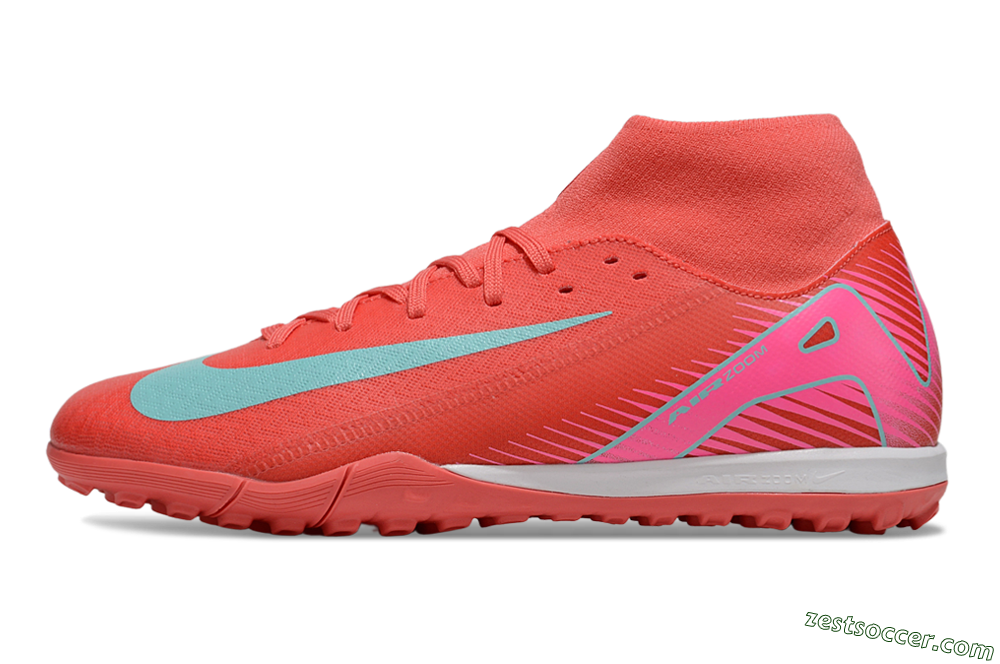 Nike Air Zoom Mercurial Superfly 10 Elite TF High-Tops Soccer Shoes - Red/Jade/Pink 2