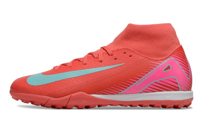 Nike Air Zoom Mercurial Superfly 10 Elite TF High-Tops Soccer Shoes - Red/Jade/Pink