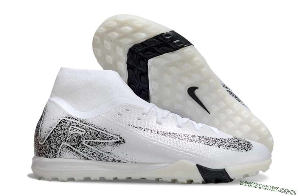 Nike Air Zoom Mercurial Superfly 10 Elite TF High-Tops Soccer Shoes - White/Black/Beige 0