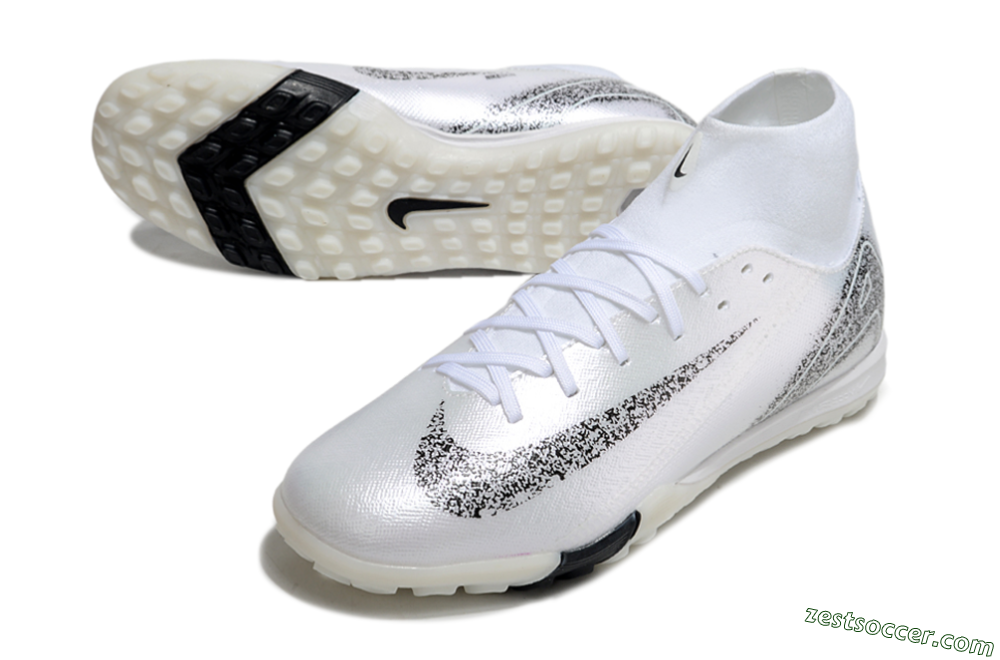 Nike Air Zoom Mercurial Superfly 10 Elite TF High-Tops Soccer Shoes - White/Black/Beige 3