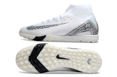 Nike Air Zoom Mercurial Superfly 10 Elite TF High-Tops Soccer Shoes - White/Black/Beige