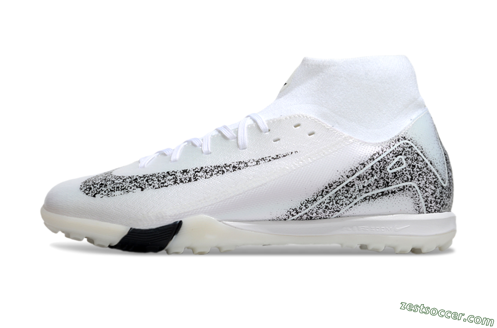 Nike Air Zoom Mercurial Superfly 10 Elite TF High-Tops Soccer Shoes - White/Black/Beige 2