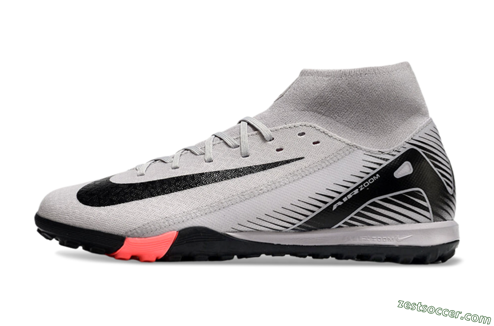 Nike Air Zoom Mercurial Superfly 10 Elite TF High-Tops Soccer Shoes - Grey/Black/Pink 2