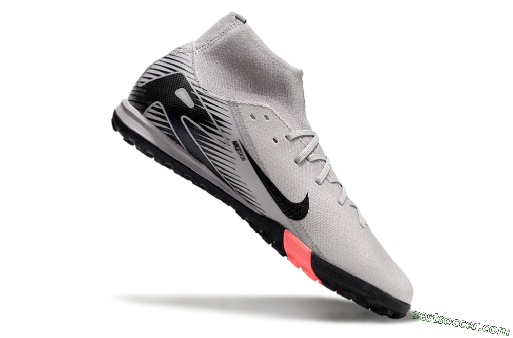 Nike Air Zoom Mercurial Superfly 10 Elite TF High-Tops Soccer Shoes - Grey/Black/Pink 4