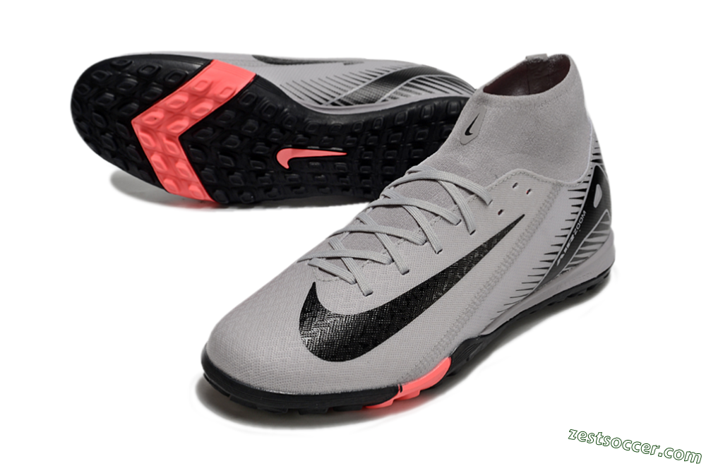 Nike Air Zoom Mercurial Superfly 10 Elite TF High-Tops Soccer Shoes - Grey/Black/Pink 3