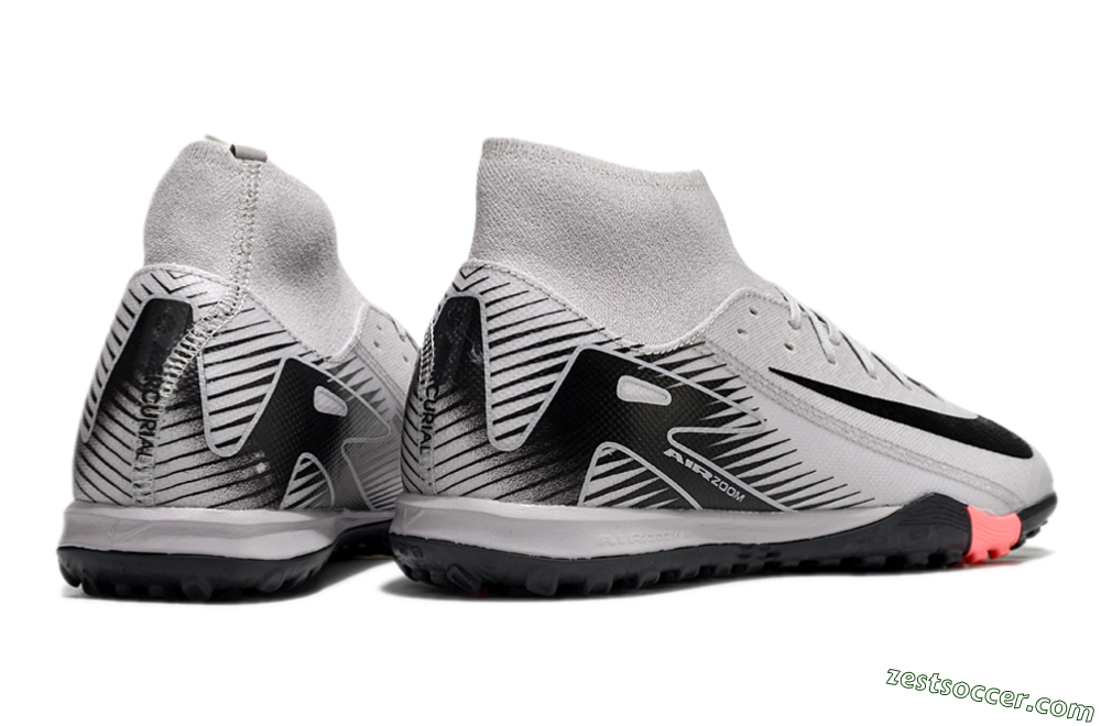 Nike Air Zoom Mercurial Superfly 10 Elite TF High-Tops Soccer Shoes - Grey/Black/Pink 6