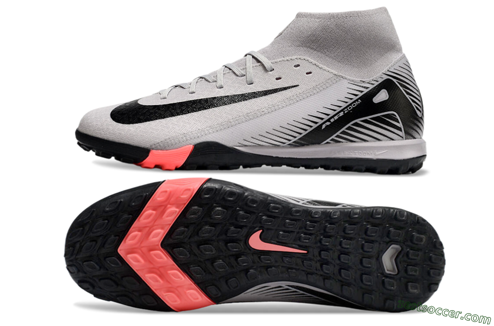 Nike Air Zoom Mercurial Superfly 10 Elite TF High-Tops Soccer Shoes - Grey/Black/Pink 1