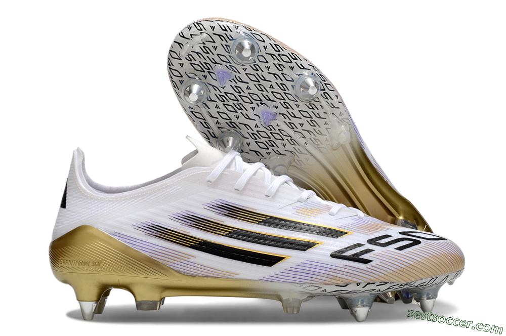 Adidas F50 Elite SG Low-Tops Soccer Cleats - White/Black/Gold 0