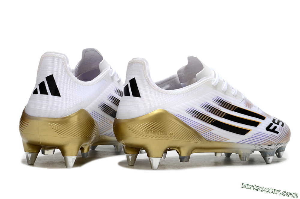 Adidas F50 Elite SG Low-Tops Soccer Cleats - White/Black/Gold 6