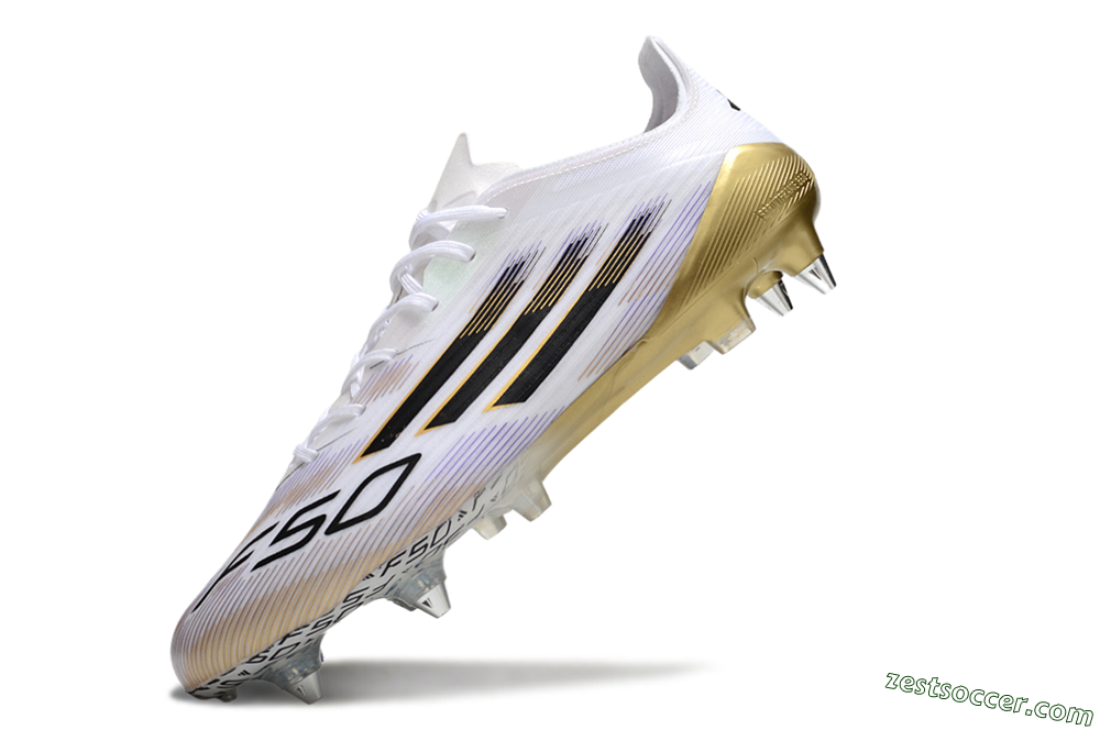 Adidas F50 Elite SG Low-Tops Soccer Cleats - White/Black/Gold 5