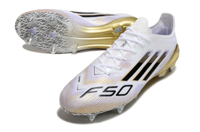 Adidas F50 Elite SG Low-Tops Soccer Cleats - White/Black/Gold