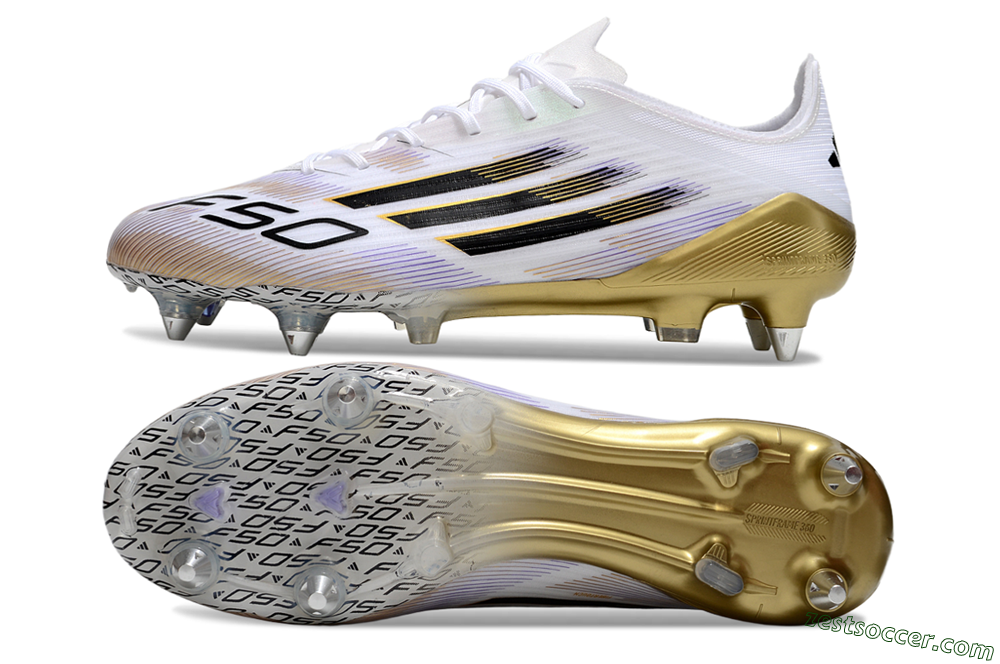 Adidas F50 Elite SG Low-Tops Soccer Cleats - White/Black/Gold 1