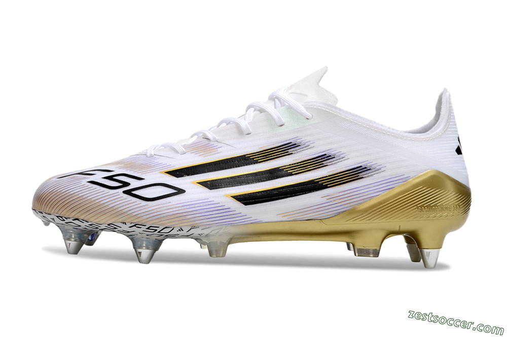 Adidas F50 Elite SG Low-Tops Soccer Cleats - White/Black/Gold 2