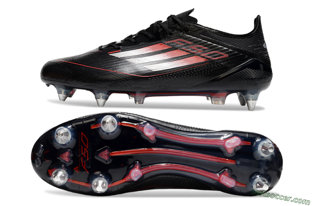 Adidas F50 Elite SG Low-Tops Soccer Cleats - Black/Silver/Red 1