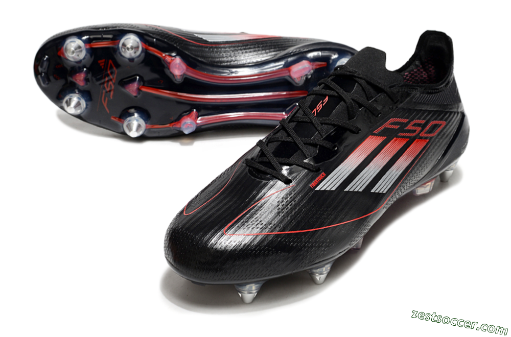 Adidas F50 Elite SG Low-Tops Soccer Cleats - Black/Silver/Red 3