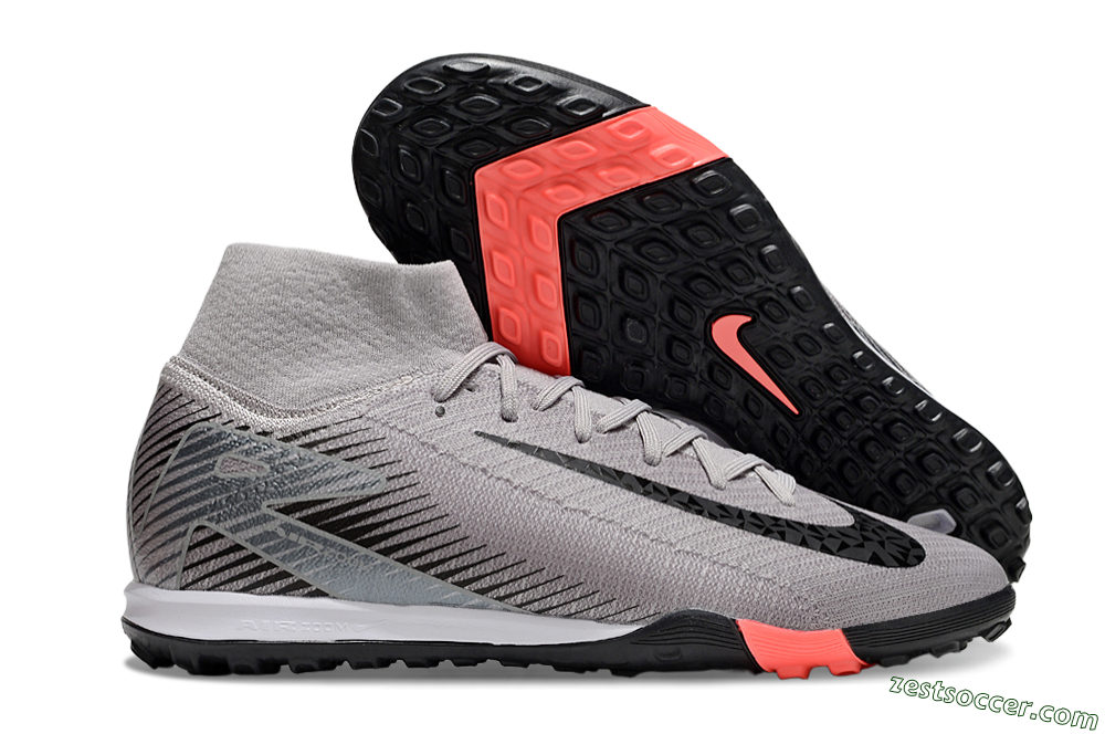 Nike Air Zoom Mercurial Superfly 10 Elite TF High-Tops Soccer Shoes - Grey/Black/Silver 0