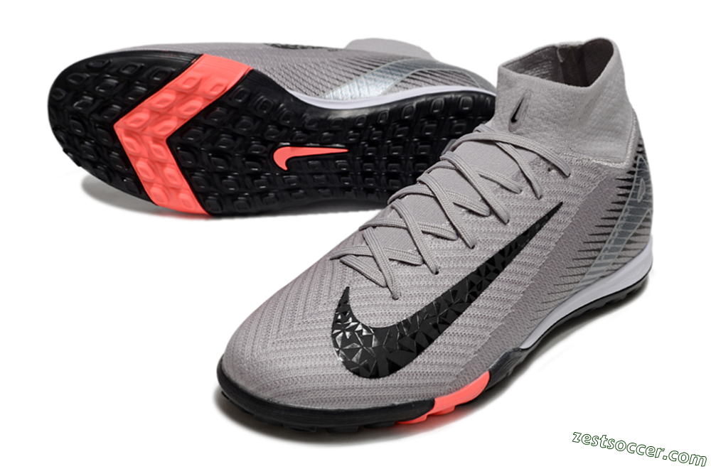 Nike Air Zoom Mercurial Superfly 10 Elite TF High-Tops Soccer Shoes - Grey/Black/Silver 3