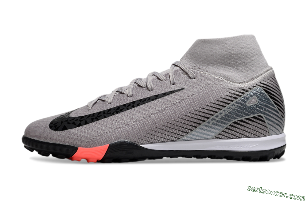 Nike Air Zoom Mercurial Superfly 10 Elite TF High-Tops Soccer Shoes - Grey/Black/Silver 2