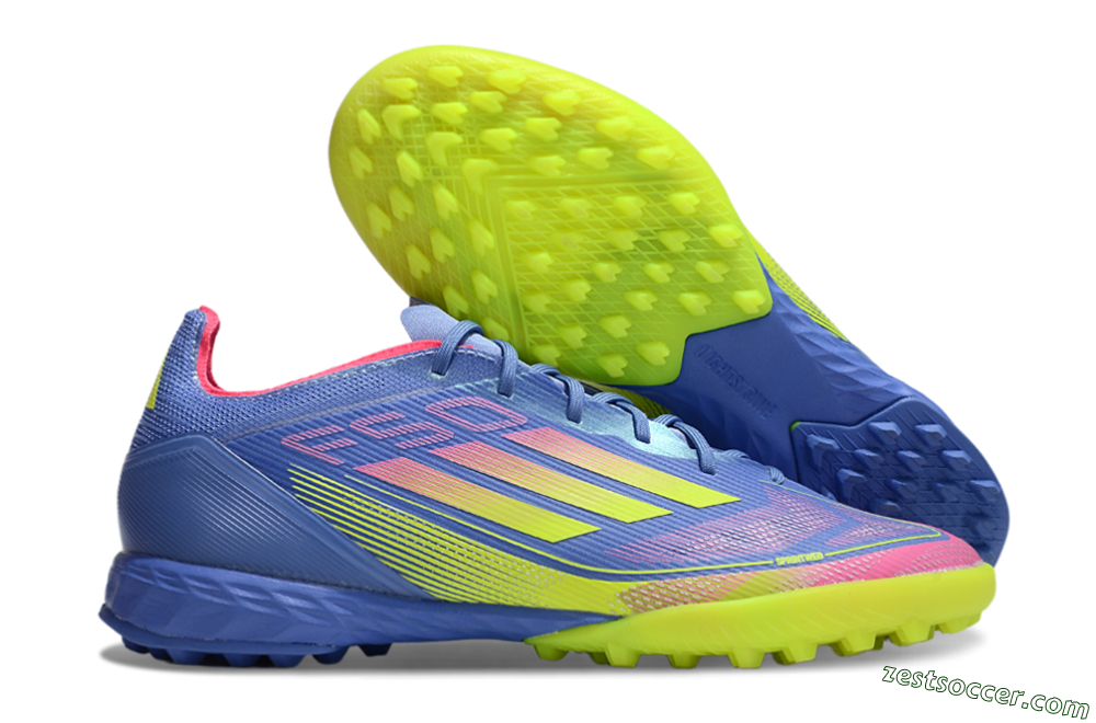 Adidas F50 Pro TF Low-Tops Soccer Shoes - Blue/Yellow/Pink 0