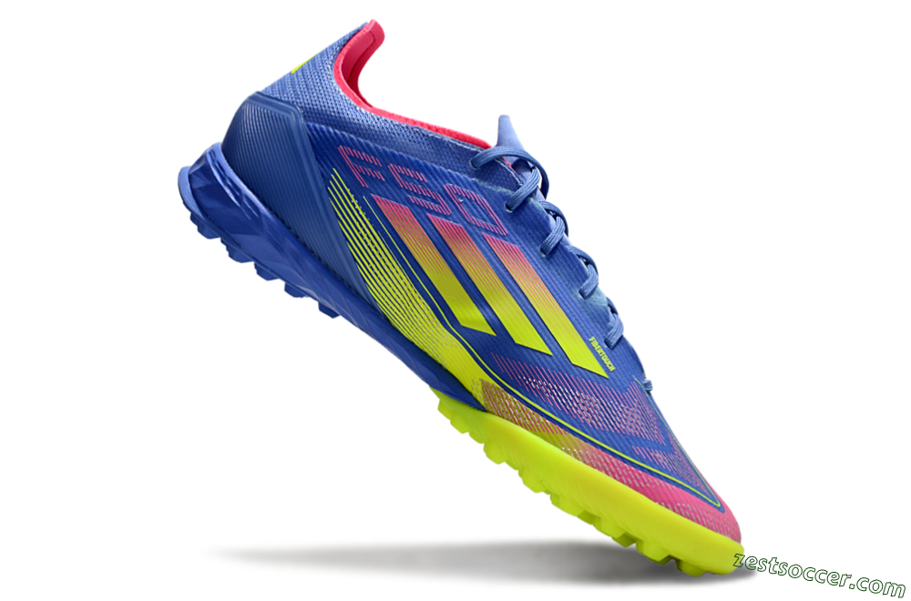 Adidas F50 Pro TF Low-Tops Soccer Shoes - Blue/Yellow/Pink 4