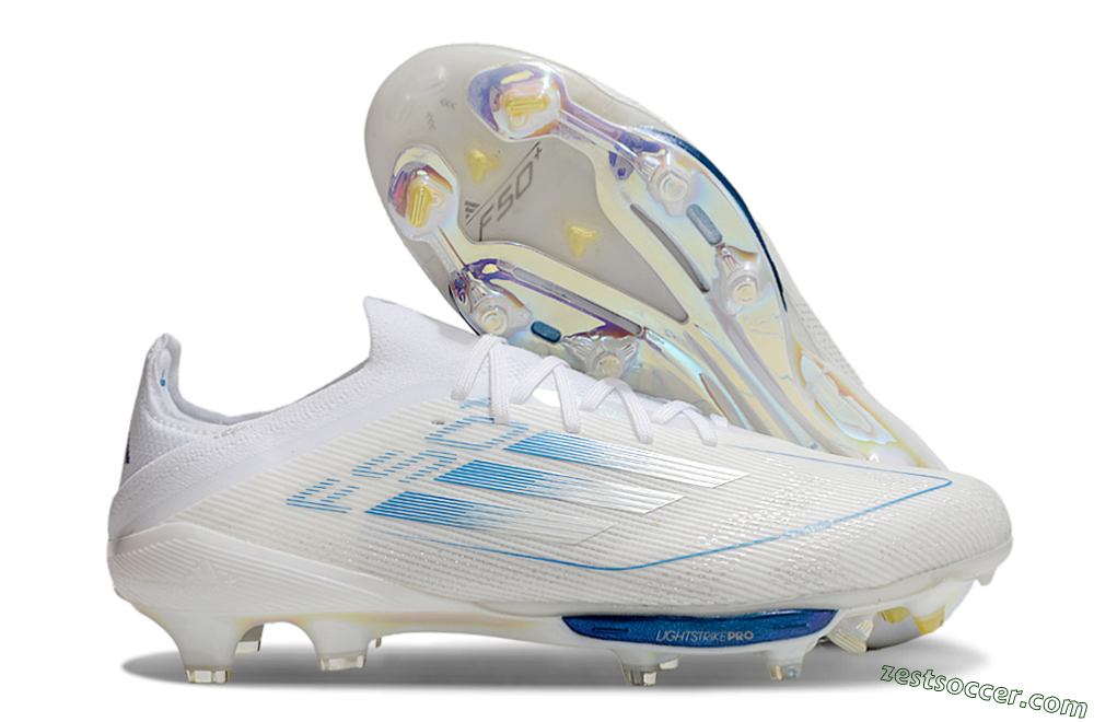 Adidas F50+ Elite Lightstrike Pro FG Low-Tops Soccer Cleats - Beige/White/Blue 0