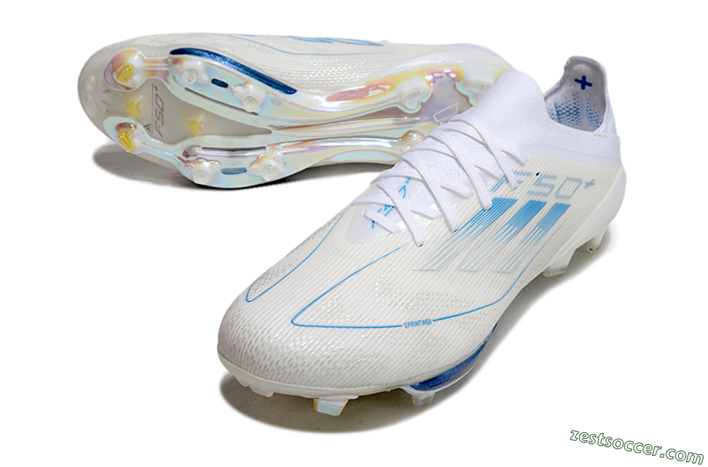 Adidas F50+ Elite Lightstrike Pro FG Low-Tops Soccer Cleats - Beige/White/Blue 3