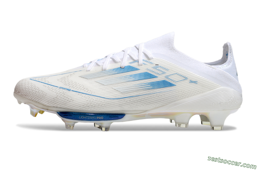 Adidas F50+ Elite Lightstrike Pro FG Low-Tops Soccer Cleats - Beige/White/Blue 2
