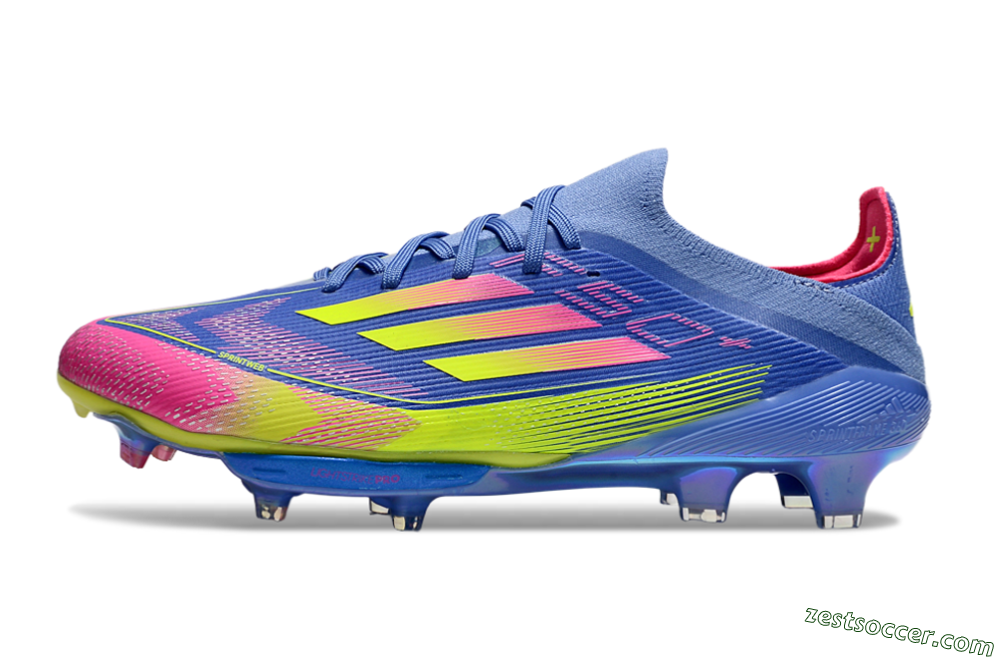 Adidas F50+ Elite Lightstrike Pro FG Low-Tops Soccer Cleats - Blue/Yellow/Pink 2