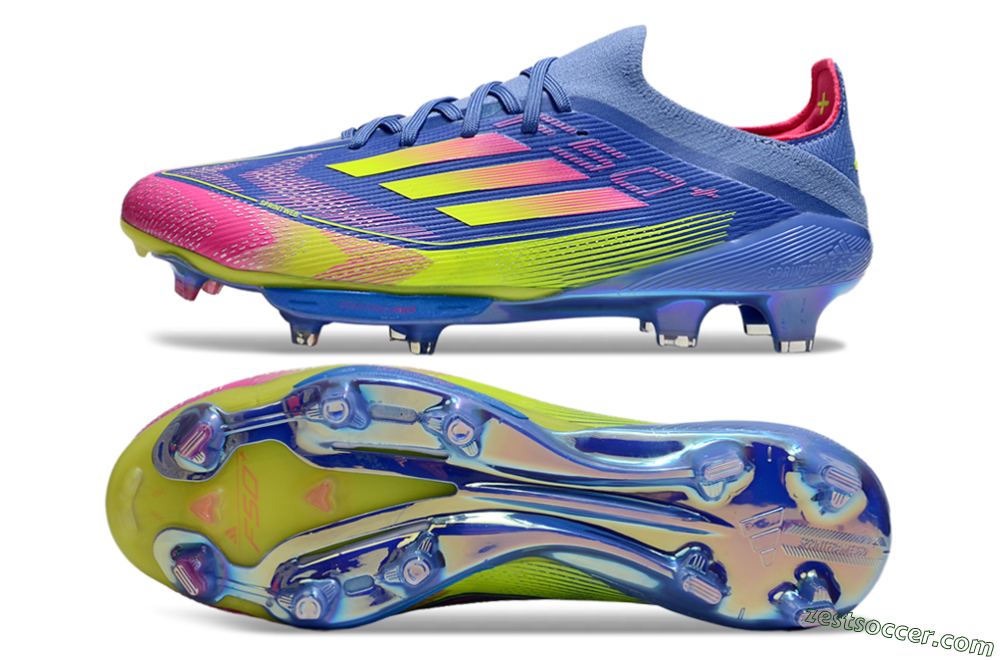 Adidas F50+ Elite Lightstrike Pro FG Low-Tops Soccer Cleats - Blue/Yellow/Pink 1