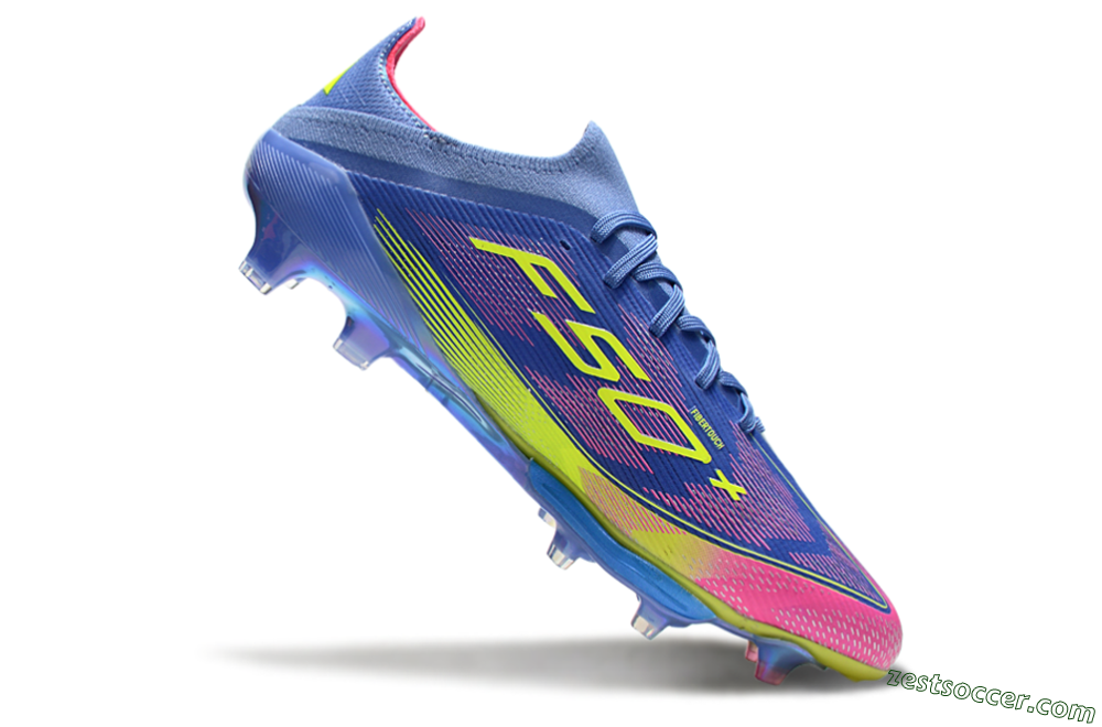 Adidas F50+ Elite Lightstrike Pro FG Low-Tops Soccer Cleats - Blue/Yellow/Pink 4