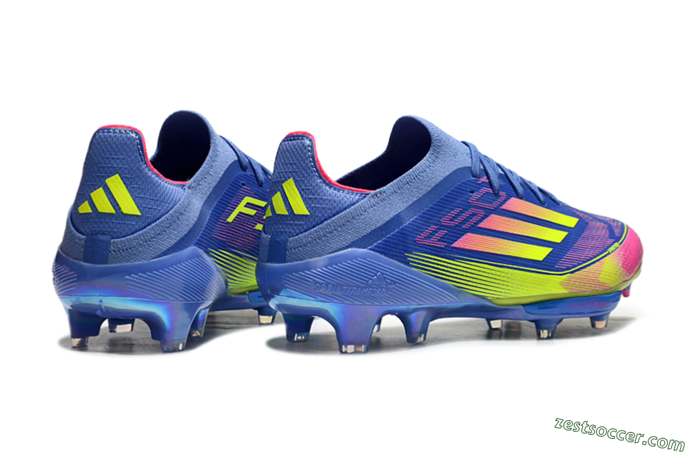 Adidas F50+ Elite Lightstrike Pro FG Low-Tops Soccer Cleats - Blue/Yellow/Pink 6
