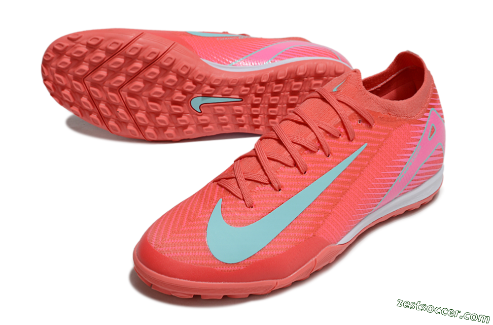 Nike Air Zoom Mercurial Vapor 16 Elite TF Low-Tops Soccer Shoes - Red/Jade/Pink 3