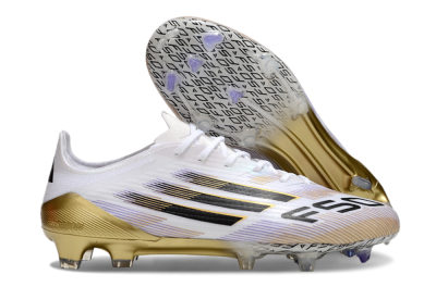 Adidas F50 Elite FG Low-Tops Soccer Cleats - White/Black/Gold