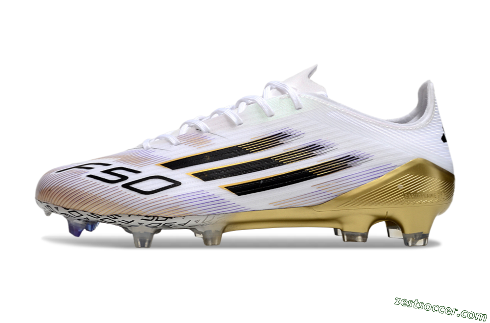 Adidas F50 Elite FG Low-Tops Soccer Cleats - White/Black/Gold 2