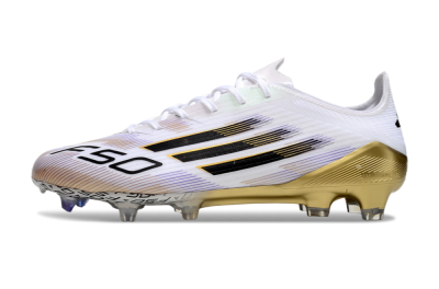 Adidas F50 Elite FG Low-Tops Soccer Cleats - White/Black/Gold