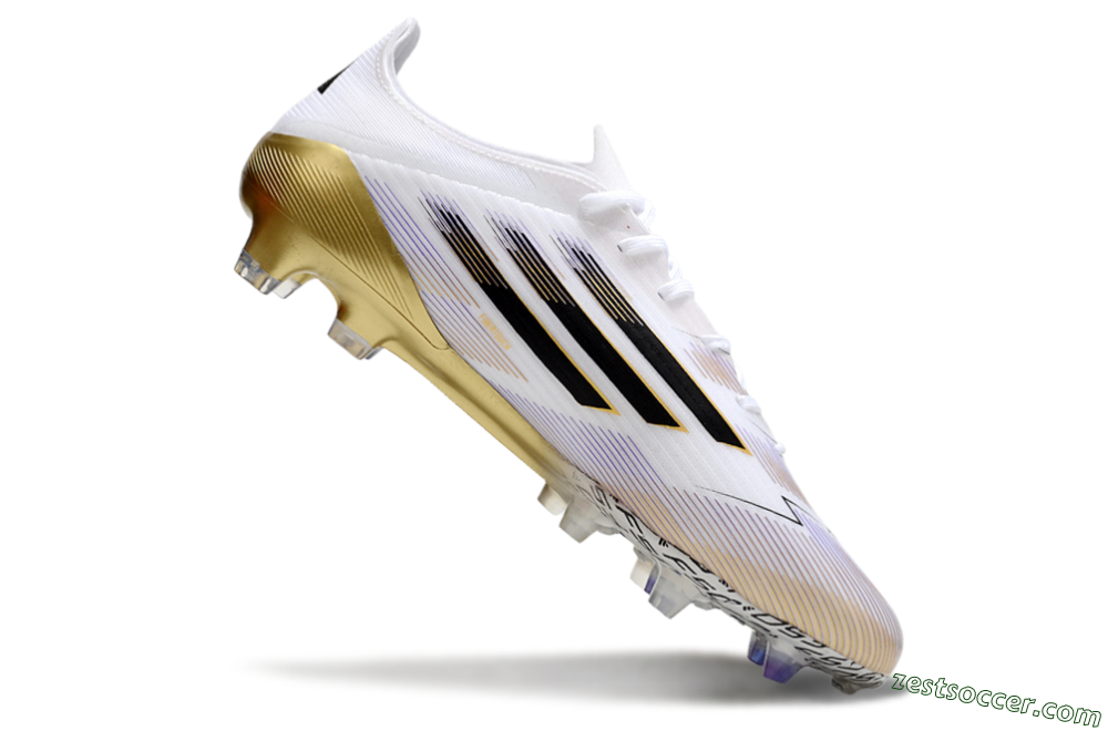 Adidas F50 Elite FG Low-Tops Soccer Cleats - White/Black/Gold 4