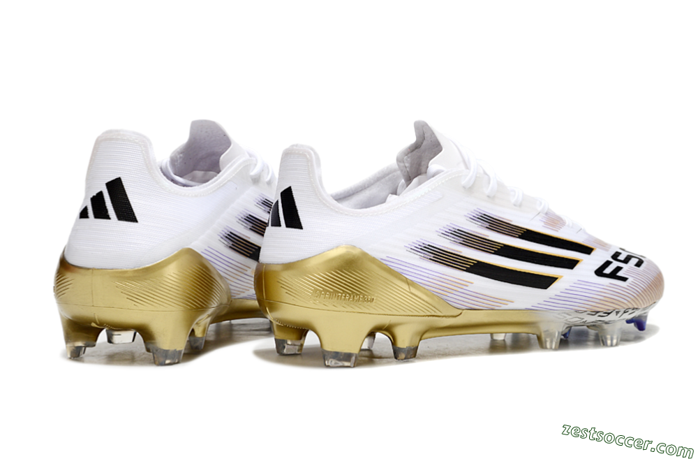 Adidas F50 Elite FG Low-Tops Soccer Cleats - White/Black/Gold 6