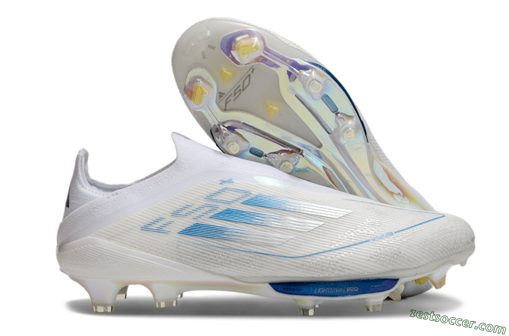 Adidas F50+ Elite Lightstrike Pro FG Low-Tops Soccer Cleats - Beige/White/Blue 0
