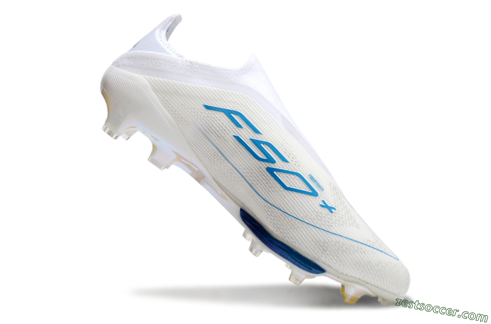 Adidas F50+ Elite Lightstrike Pro FG Low-Tops Soccer Cleats - Beige/White/Blue 4