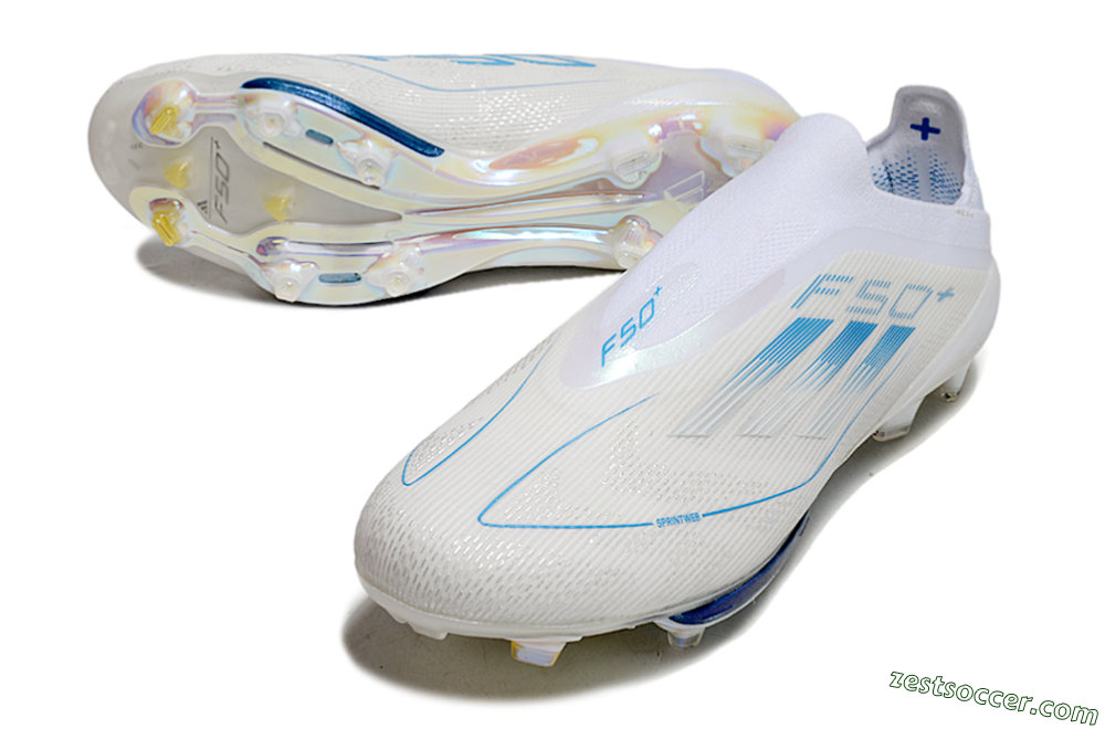 Adidas F50+ Elite Lightstrike Pro FG Low-Tops Soccer Cleats - Beige/White/Blue 3