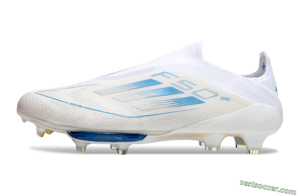 Adidas F50+ Elite Lightstrike Pro FG Low-Tops Soccer Cleats - Beige/White/Blue 2