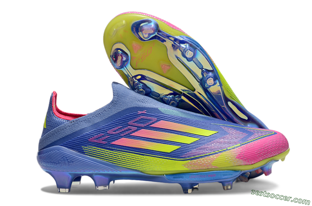 Adidas F50+ Elite Lightstrike Pro FG Low-Tops Soccer Cleats - Blue/Yellow/Pink 0